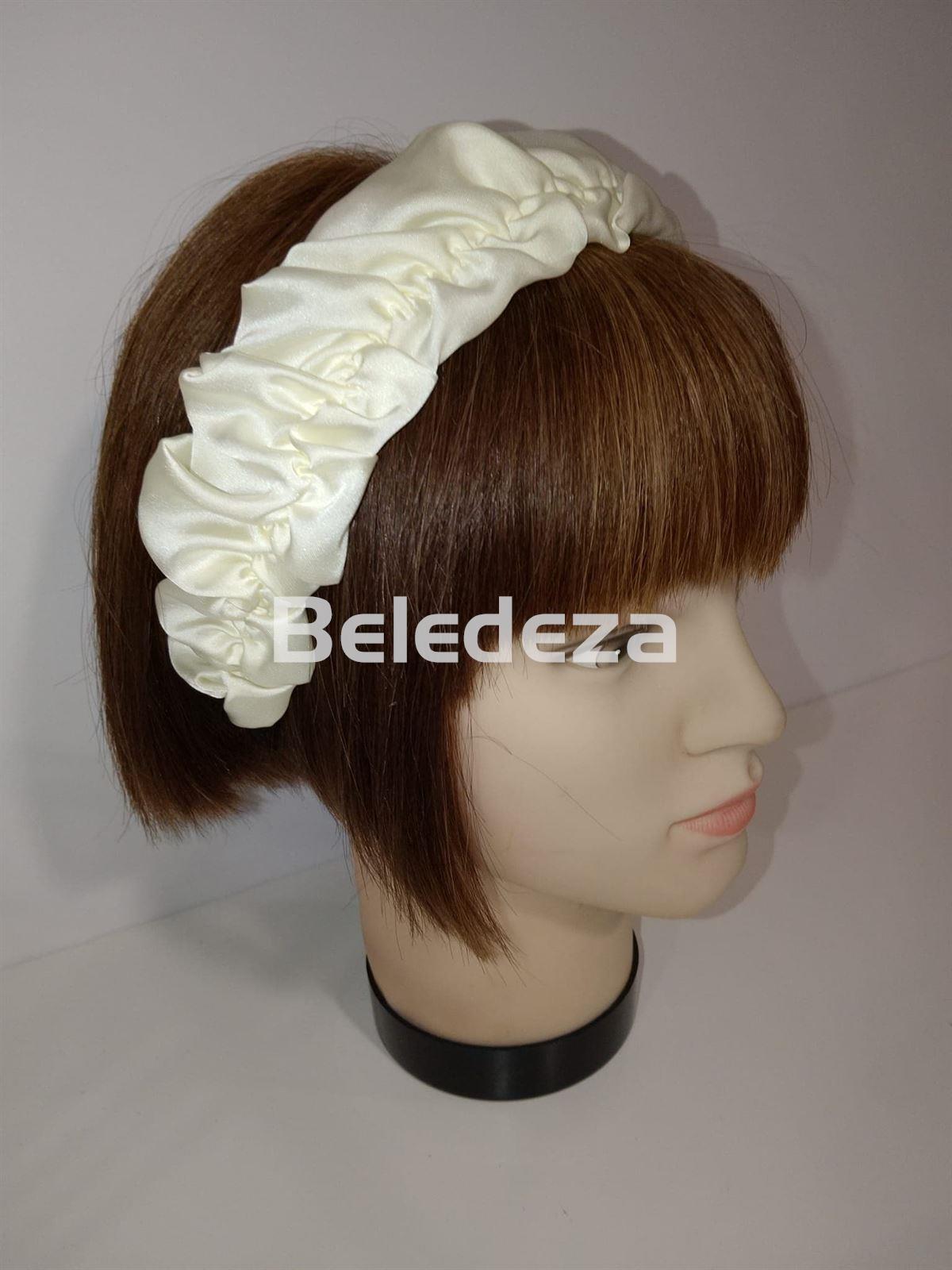 DIADEMA BLANCA TELA DRAPEADA PLIEGUES ARABAN - Imagen 1